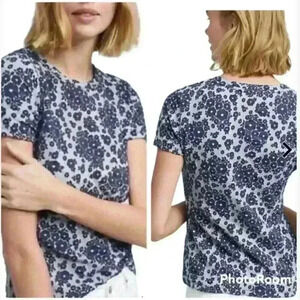 Anthropologie Forget-Me-Not Top Blue Indigo Floral Textured